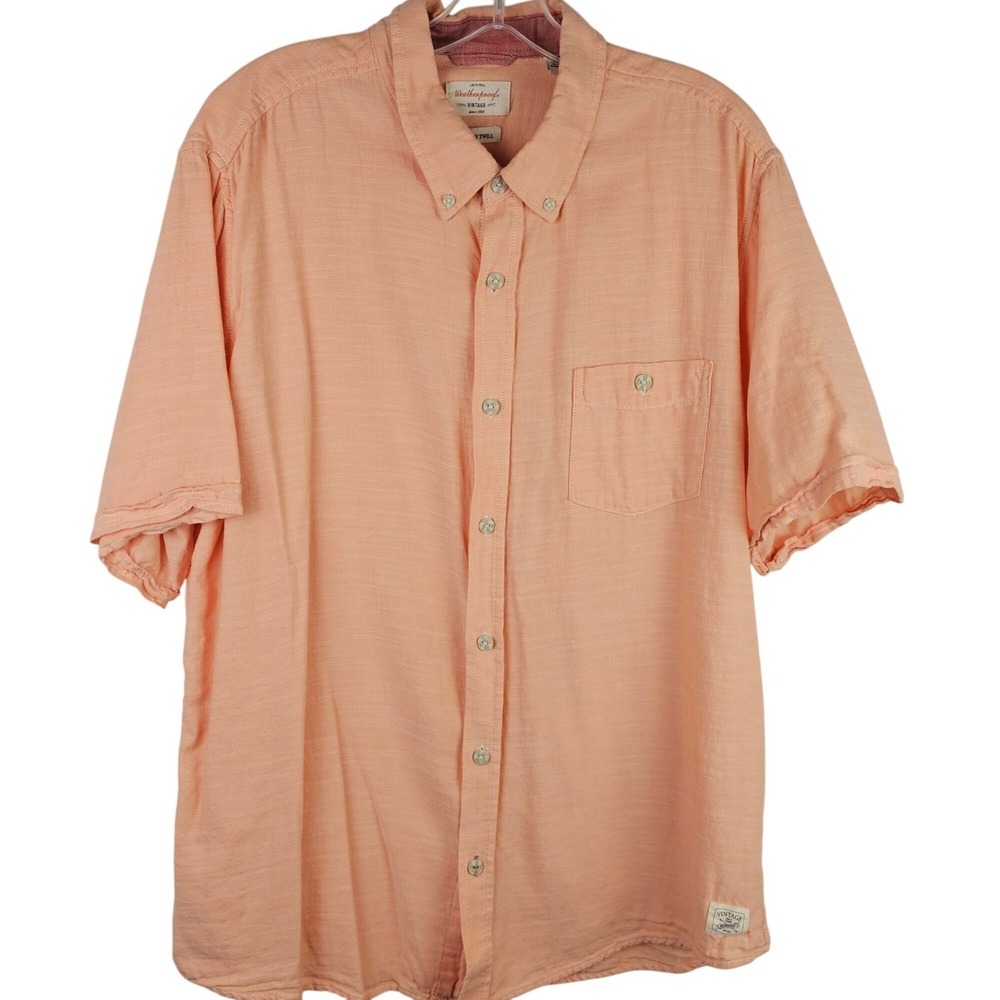 Mens XL Lightweight Peach Button Front Coastal Chic Cotton Vacation Resortwear